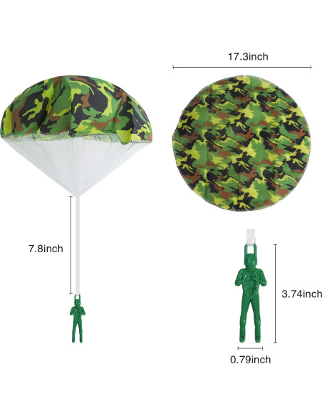 Paquete de 6 Paracaídas Camo Ledorr para Niños 3-10 Años