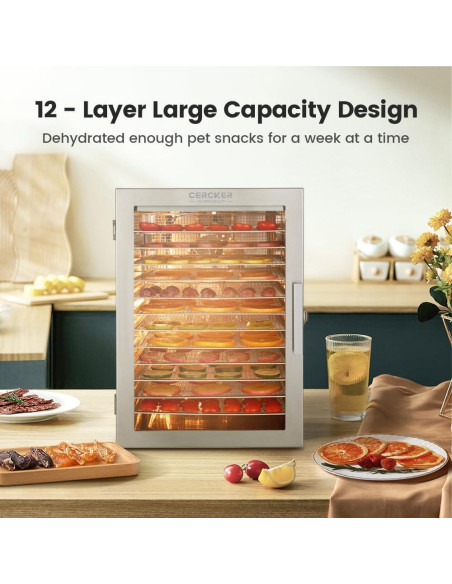 Deshidratadora de Alimentos Cercker 12 Bandejas Acero Inoxidable