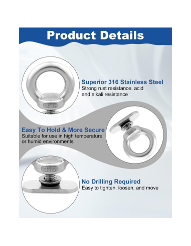 Accesorios de Montaje en Riel WENHUALI para Kayak 12 Piezas