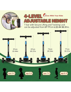 Scooter Besrey 3 Ruedas Ajustable para Niños 3-10 Años 2