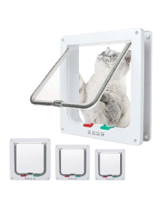 Puerta para Gato goTeamghjkl 4 Vías 19.05x19.81cm Blanca