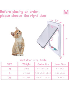 Puerta para Gato goTeamghjkl 4 Vías 19.05x19.81cm Blanca 2