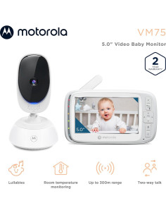 Cámara Monitor de Bebé Motorola VM75 Inalámbrica 5" 720p 2