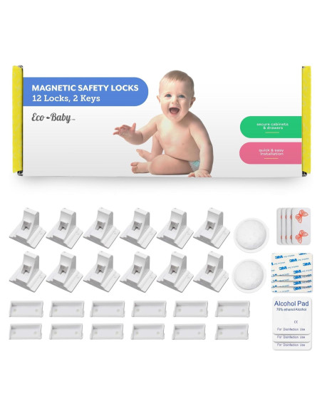 Bloqueos Magnéticos Eco Baby para Gabinetes - 12 Piezas