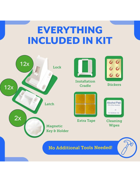 Bloqueos Magnéticos Eco Baby para Gabinetes - 12 Piezas