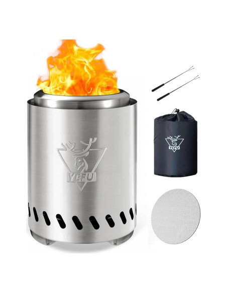 Hoguera de Mesa YEFU 18 cm Acero Inoxidable para Camping