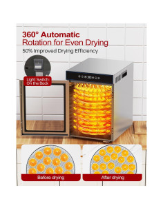 Deshidratador AiIinda 12 Bandejas Acero Inoxidable 1000W 2