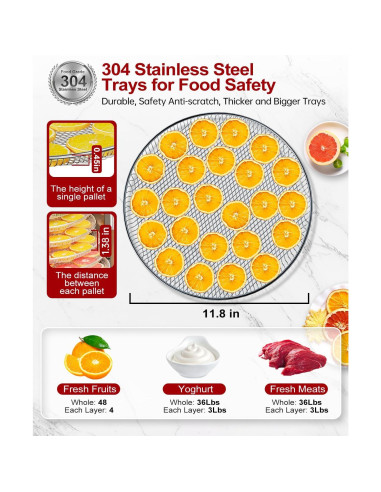 Deshidratador AiIinda 12 Bandejas Acero Inoxidable 1000W