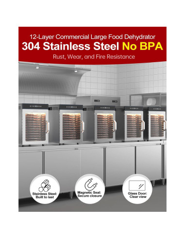 Deshidratador AiIinda 12 Bandejas Acero Inoxidable 1000W
