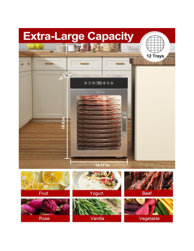 Deshidratador AiIinda 12 Bandejas Acero Inoxidable 1000W