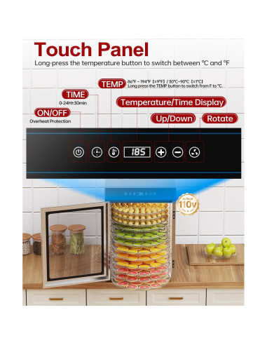 Deshidratador AiIinda 12 Bandejas Acero Inoxidable 1000W