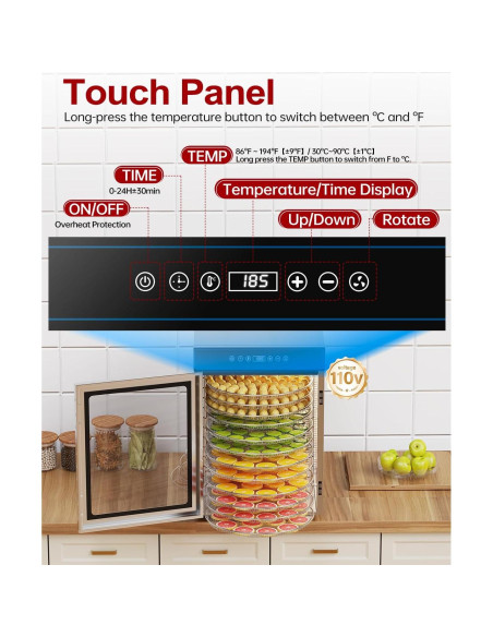 Deshidratador AiIinda 12 Bandejas Acero Inoxidable 1000W