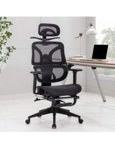 Silla de Oficina Ergonómica VECELO con Respaldo Alto y Reposapiés 2
