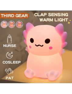 Luz Nocturna LED Axolote Regulable Silicona Recargable 2