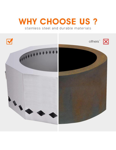 Hoguera Portátil INNO STAGE 53 cm Acero Inoxidable Sin Humo