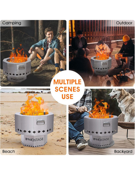 Hoguera Portátil INNO STAGE 53 cm Acero Inoxidable Sin Humo