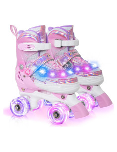 Patines en Línea MonSports Rosa Ajustables con Luces