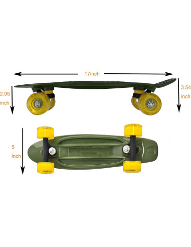 Skateboard Mini Cyboard Verde Militar 43 cm para Principiantes
