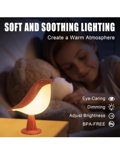 Lámpara de Mesa Inalámbrica Vquand Bird, Luz Nocturna 3 Colores 2