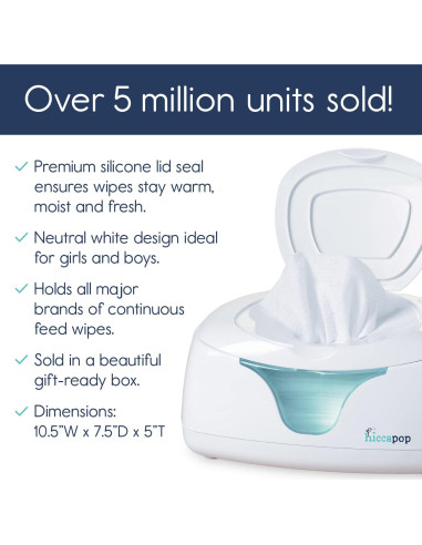 Calentador de Toallitas Húmedas Hiccapop Blanco con Luz Nocturna