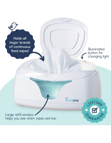 Calentador de Toallitas Húmedas Hiccapop Blanco con Luz Nocturna