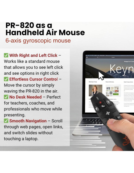 Control Remoto Inalámbrico PR-820 con Puntero Láser y Ratón Aéreo