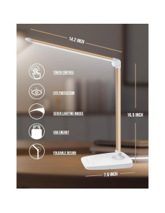 Lámpara de Escritorio LED Lichamp 12W con Carga USB y Control Táctil 2