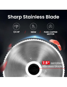 Cortadora de Carne TOOGOOD 180W Cuchilla 19.05cm Ajustable 2