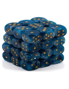 Juego de Dados DND Chessex 36 D6 Phantom Teal y Oro