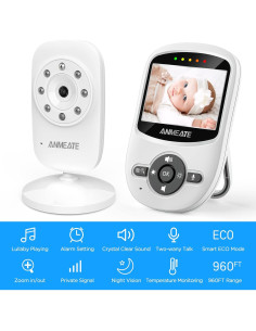 Monitor de Bebé ANMEATE con Cámara Digital 2.4" y Temperatura 2
