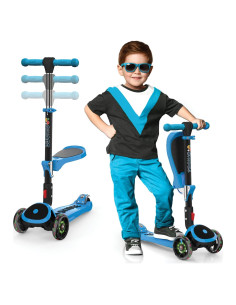 Scooter Plegable SKIDEE SP2 Ajustable 3 Ruedas LED Azul