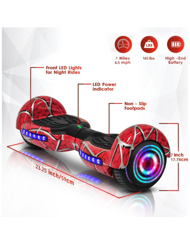 Hoverboard Emaxusa Araña 6.5" Bluetooth LED Seguridad UL2272