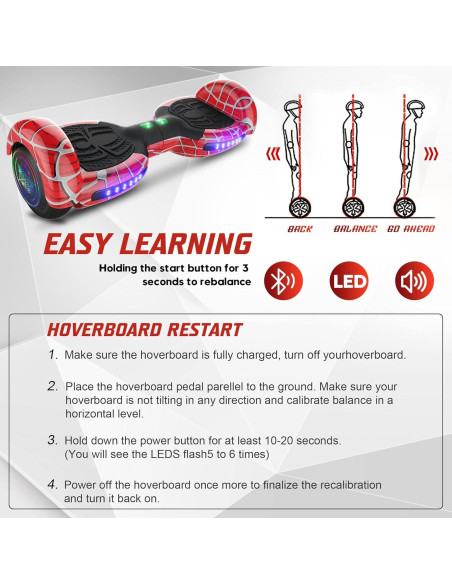 Hoverboard Emaxusa Araña 6.5" Bluetooth LED Seguridad UL2272