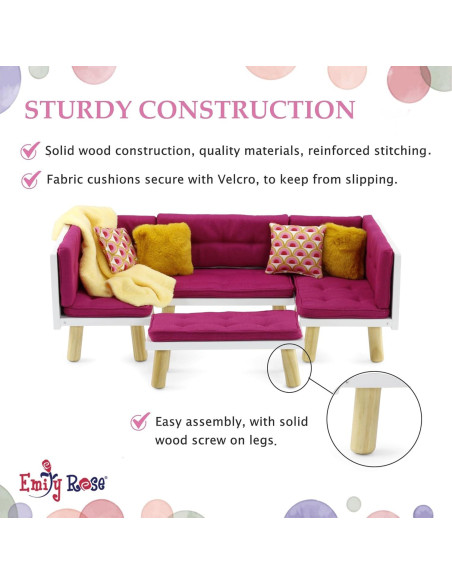 Conjunto de Muebles de Sala para Muñecas Emily Rose 18"