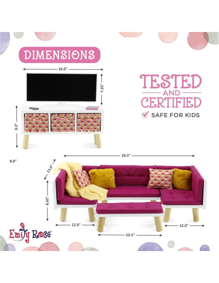 Conjunto de Muebles de Sala para Muñecas Emily Rose 18"