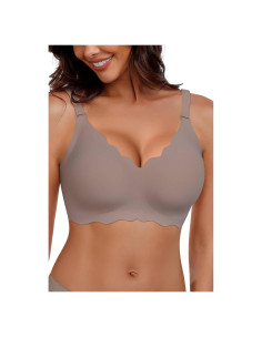 Sostén Inalámbrico HORISUN Cuello en V Suave Gris XX-Large