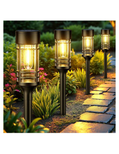 Luces Solares para Jardín LETMY - Paquete de 12, IP65, 3000K