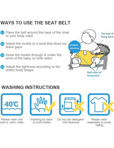 Arnés de Seguridad Lychee para Silla Alta Bebé Negro