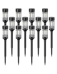 Luces Solares para Jardín LETMY - Paquete de 12, IP65, 3000K 2