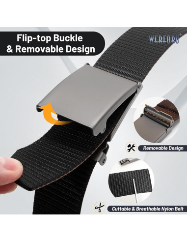 Cinturón Táctico WERFORU Nylon Reversible Ajustable 101-112 cm