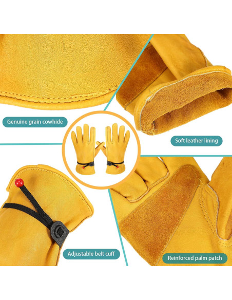 9 Pares de Guantes de Cuero de Vaca Tarpop para Hombre