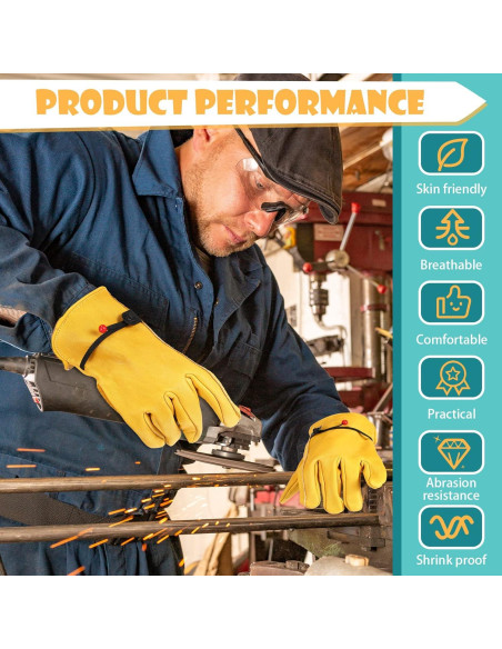 9 Pares de Guantes de Cuero de Vaca Tarpop para Hombre