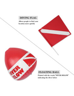 Boya de Buceo Inflable ASHATA con Bandera y Seguridad 2