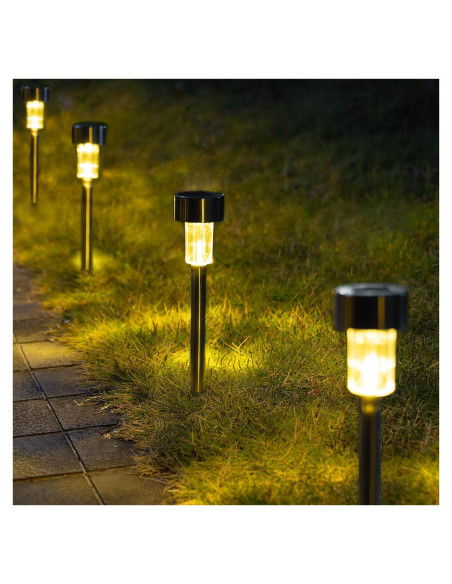 Luces Solares de Camino GIGALUMI Paquete de 12 IP44 Acero Inoxidable Luces Solares de Camino GIGALUMI Paquete de 12 IP44 Acero Inoxidable