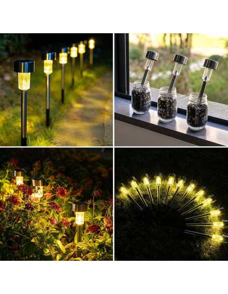 Luces Solares de Camino GIGALUMI Paquete de 12 IP44 Acero Inoxidable Luces Solares de Camino GIGALUMI Paquete de 12 IP44 Acero Inoxidable