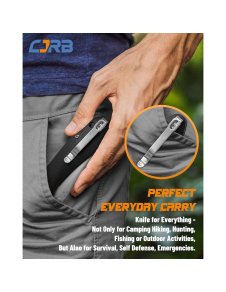 Cuchillo Plegable CJRB Feldspar Acero D2 Mango G10 Negro