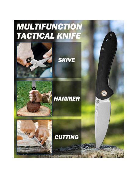 Cuchillo Plegable CJRB Feldspar Acero D2 Mango G10 Negro