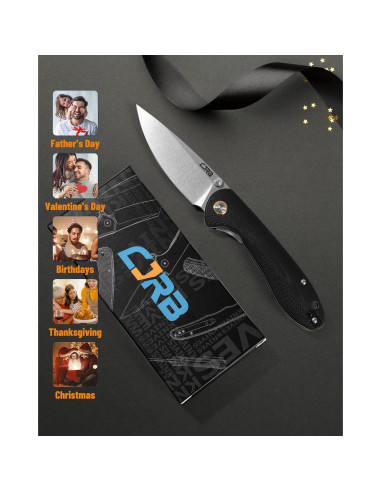 Cuchillo Plegable CJRB Feldspar Acero D2 Mango G10 Negro