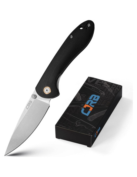 Cuchillo Plegable CJRB Feldspar Acero D2 Mango G10 Negro