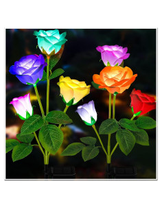 Luces de Jardín Solares TONULAX - Rosa Cambiante 7 Colores (2 Paquetes)